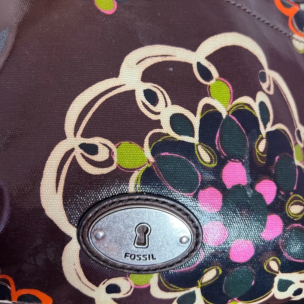Fossil Key-Per Brown Floral Coated Canvas Crossbody Bag - Picture 2 of 11